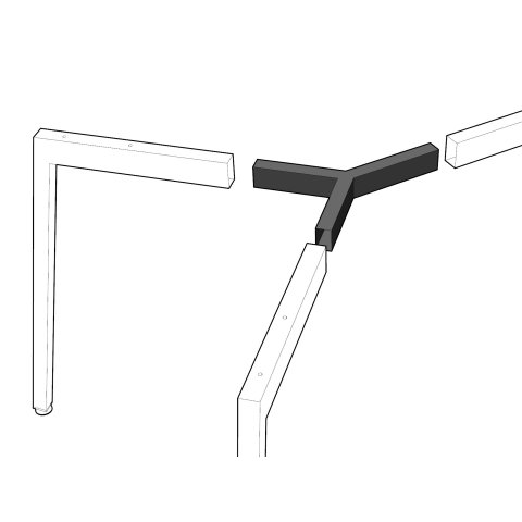 Modulor Y table frame system Y connectors, black