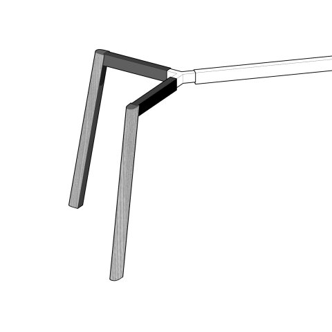 Modulor Tischgestell Y 2 Beine, ES10°, oval 51x40mm,710mm, Esche geweißt 