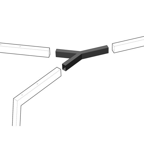 Modulor Y table frame system connecting joints Y 60, black