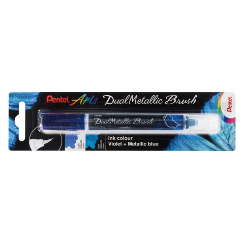 Pentel brush pen Dual Metallic Brush purple and blue metallic