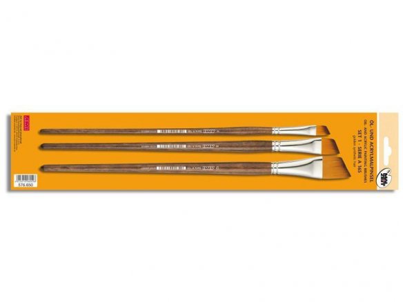 Set pennelli olio/acril. sintetici, manico lungo