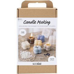 DIY set, candles casting, incl. soy wax, bubble candle shape, beige/light blue