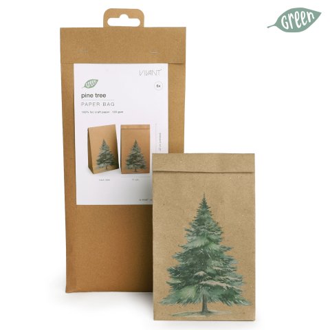 Paper bag Christmas motif 11 x 22 x 6.5 cm, 100 % kraft paper, spruce