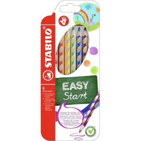 Matita colorata Stabilo Easycolors, set 6 matite in astuccio di cartone, per destrimani