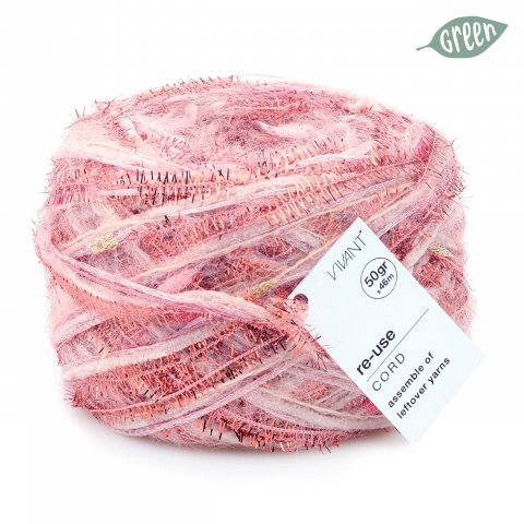 Re-Use Cord aus Polyester-Garnresten 50 g, l = ca. 46 m, pink