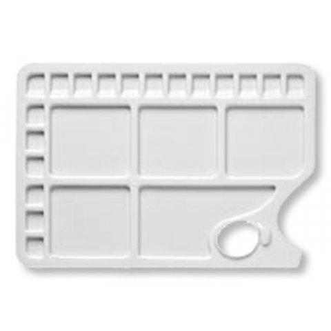 Plastic palette with thumb hole rectangular, 345 x 235 mm, 23 wells
