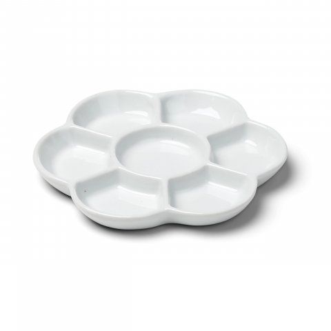 Porcelain palette, white round, ø 150 mm, 7 wells