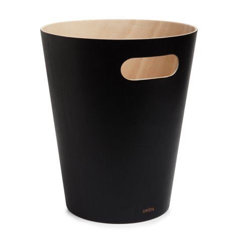 Umber paper basket Woodrow Can Height 28 cm, ø 23 cm, volume 7,5l, wood, black