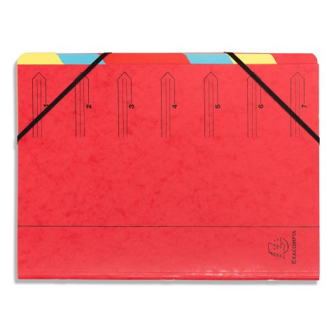 Cartella con divisori di cartone Exacompta 245 x 320 per DIN A4, 7 scomparti, rosso