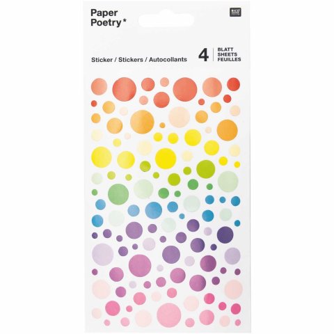 Paper Poetry circle stickers 95 x 190 mm, circles, coloured, 6 sheets