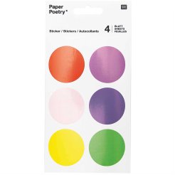 Paper Poetry circle stickers Ø 40 mm, colourful, 24 pcs.