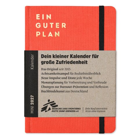 Wochenkalender Ein guter Plan Mini, Leineneinband 2027, 11 x 15 cm, Hardcover, koralle