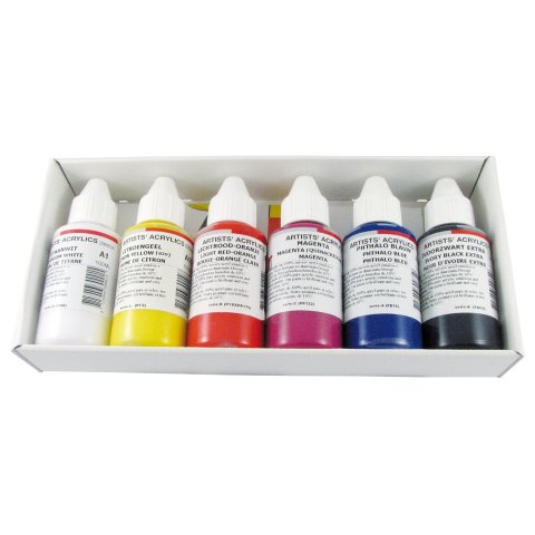 Ara Acrylfarbe Set 6 Flaschen je 100 ml, Grundfarben