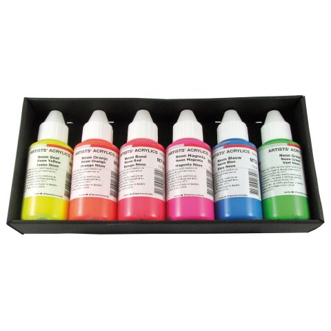 Ara juego de pintura acrílica 6 frascos de 100 ml cada uno, colores neón