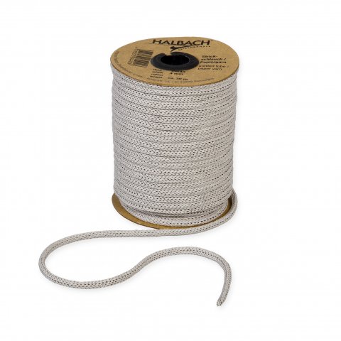 Decoration tube knitted from paper yarn, hollow ø 4 mm, coil approx. 100 g/l = 30 m, grey (21)