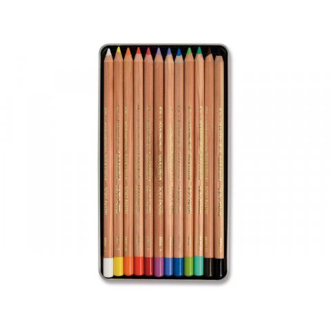 Juego de lápices de colores pastel blandos Gioconda 12 bolígrafos en estuche metálico (8827)