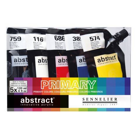 Sennelier Acrylic Paint Abstract, Set 5 x 120 ml, primary colors