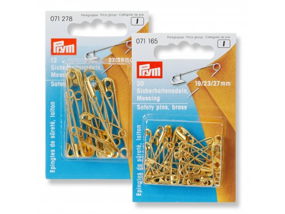 Prym safety pins, brass