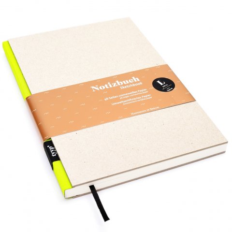 Tyyp Manufaktur Berlin cuaderno de cartón gris 2,5 mm 148 x 210 mm, DIN A5, 60 hojas, cuello de color neón