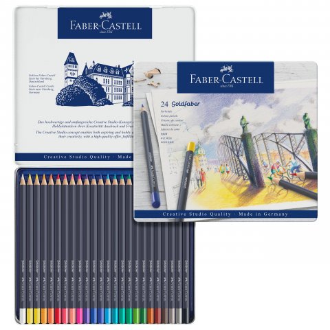 Faber-Castell Goldfaber lápiz de color, set de 24 en una caja metálica