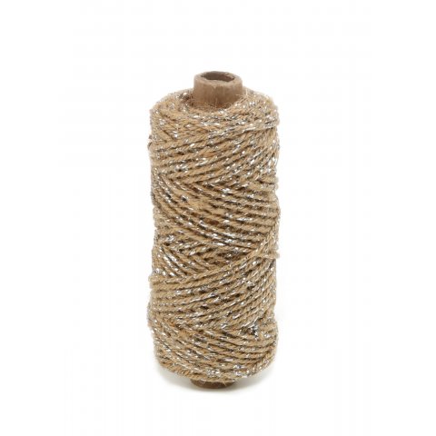 Flaxcord Deluxe corda di iuta con filo metallico ø circa 2 mm, l = 50 m, argento