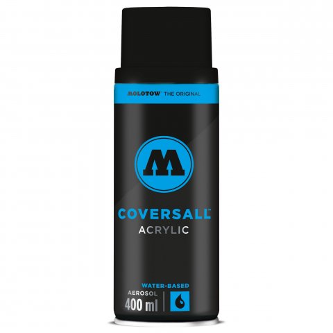 Molotow vernice acrilica spray Coversall a base d'acqua Latta 400 ml, nero puro