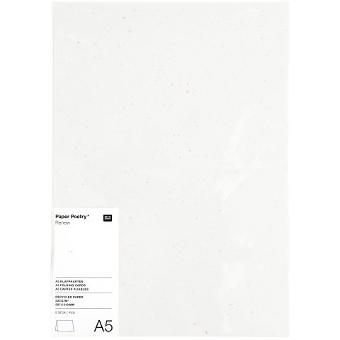 Paper Poetry Renew DIN A5 folding cards Portrait format, 148 x 210, 5 pieces, offwhite/rose gold