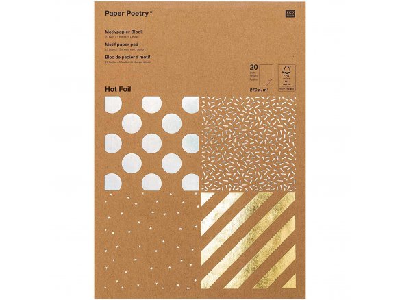 Motivpapier Block, Hot Foil, Kraftpapier