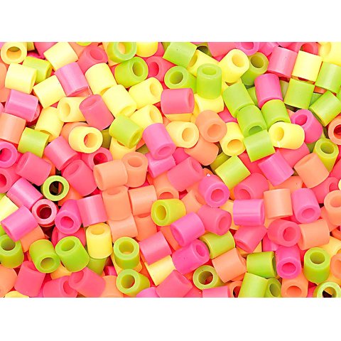 Iron-on beads mix-pack 5 x 5 mm, about 1000 pieces, neon/fluorescent