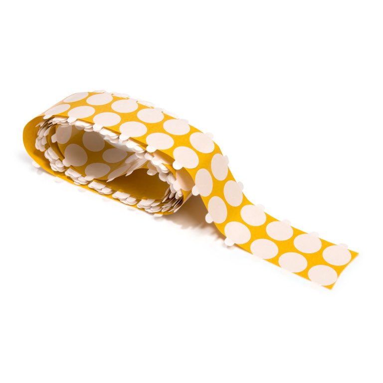 Double-sided adhesive dots, paper fleece, transparent