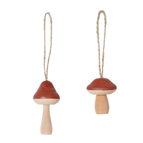Trailer Wooden mushroom, brown, assorted in 2 colors