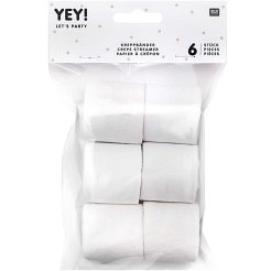Krepppapier Rollen b = 3,5 cm, l = 10 m, 6 Stück, weiß