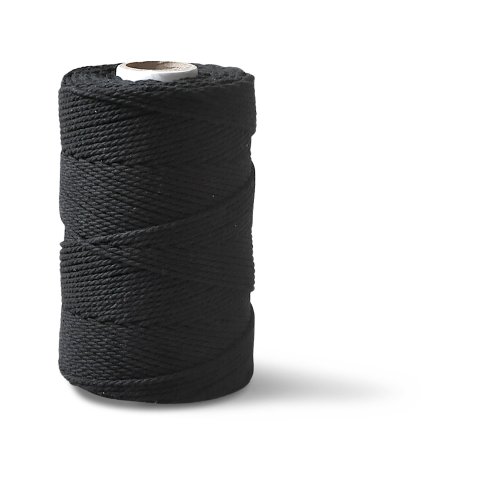 cotton cord twisted, recycled s = 2,5 mm, l = 150 m, reciclado, negro