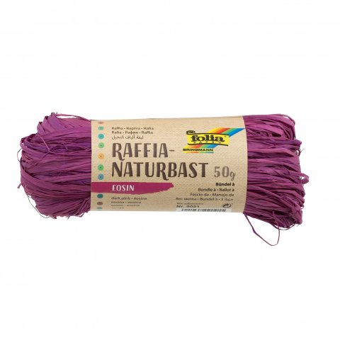 Natural raffia, coloured bundle, app. 50 g, eosin