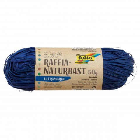 Natural raffia, coloured bundle, app. 50 g, ultramarine