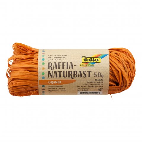 Natural raffia, coloured bundle, app. 50 g, orange