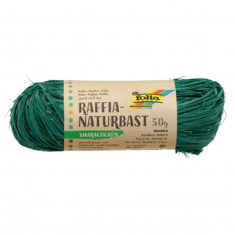 Natural raffia, coloured bundle, app. 50 g, emerald green