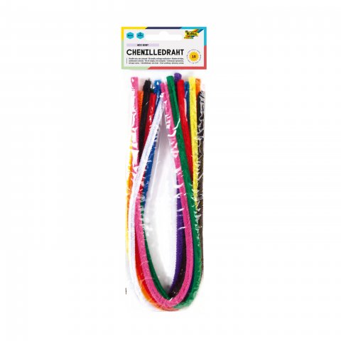 Chenille wire (pipe-cleaner), coloured 10 pieces, ø 8 mm, l = 50 cm, colourful