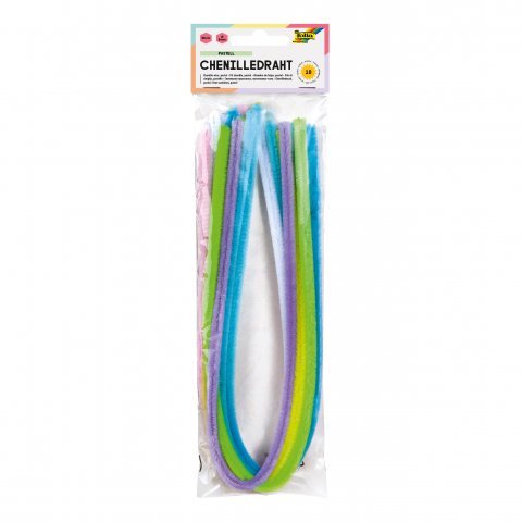 Chenille wire (pipe-cleaner), coloured 10 pieces, ø 8 mm, l = 50 cm, pastel