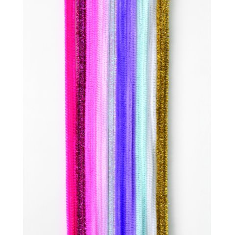 Chenille wire (pipe-cleaner), coloured 10 pieces, ø 8 mm, l = 50 cm, mix unicorn