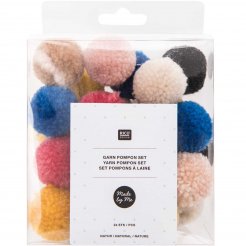 Pompons, ø 30 mm, 24 pieces, set natural