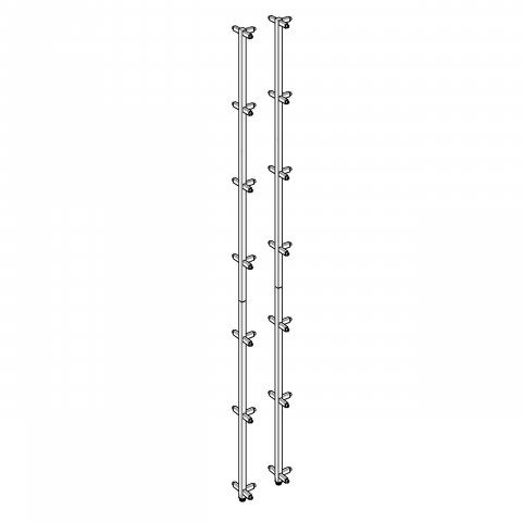 Modulor Regalsystem M 2 Mittelsäulen für 7 Böden, Höhe 2225 mm, farbig