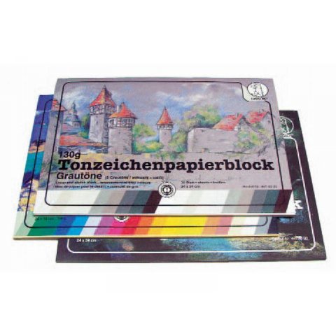 Tonzeichenpapier Block 130 g/m², 340 x 240, 25 Farben, 25 Blatt