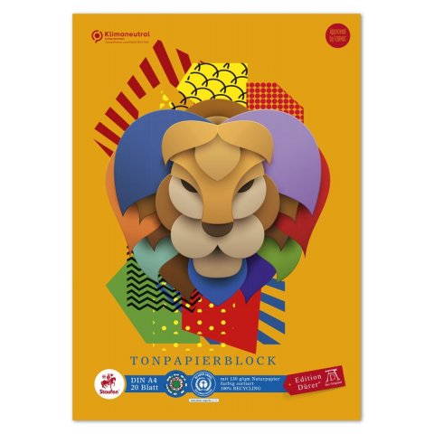 Handicrafts pad of coloured drawing paper 130g/m², 210 x 297, DIN A4, 10 colors, 20 sheets