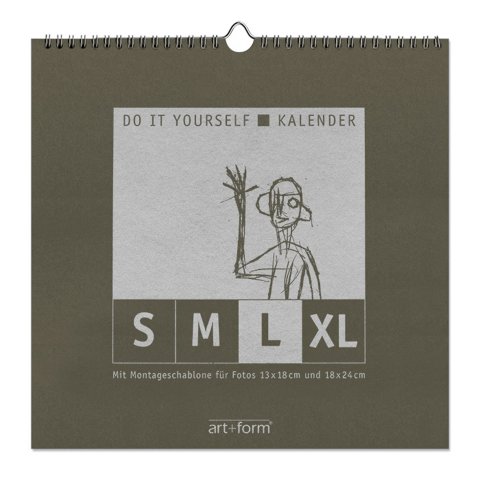 Blank calendar, Do it yourself 290 x 290 (L), f. photos up to 18 x 24 cm, grey