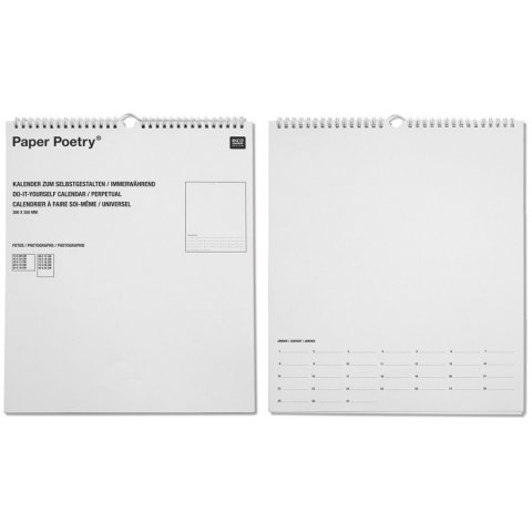 Paper Poetry calendario permanente faidate 300 x 350 mm (circa 234 x 300), bianco