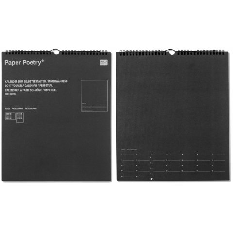 Poesía en papel Calendario permanente para la autocreación 300 x 350 mm (aprox. 234 x 300), negro