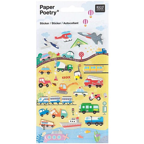 Paper Poetry 3D-Sticker selbstklebend 95 x 190 mm, Fahrzeuge I