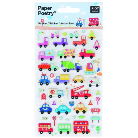 Paper Poetry sticker 3D 95 x 190 mm, veicoli II