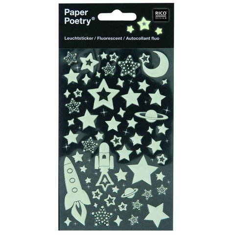Paper Poetry sticker 3D 95 x 190 mm, spazio (adesivo fluorescente), fluorescente